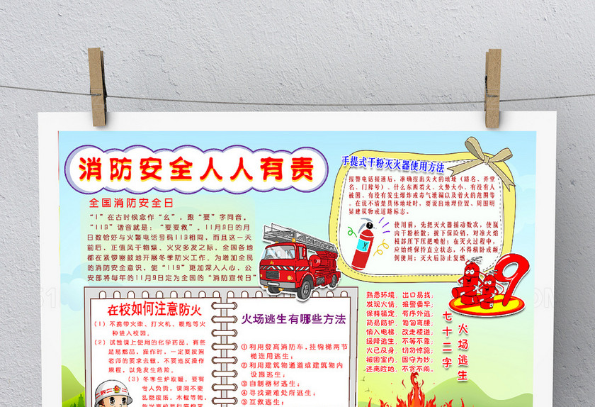 消防安全人人有责小报 消防安全人人有责小报