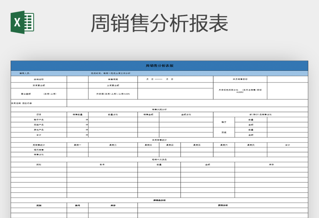 周销售分析报表excel表格