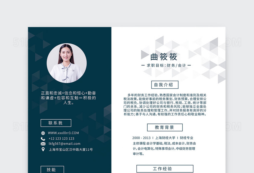 商务简约财务会计个人简历模板 商务简约财务会计个人简历模板