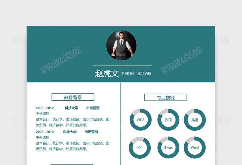 创意深绿色市场销售个人简历模板 创意深绿色市场销售个人简历模板