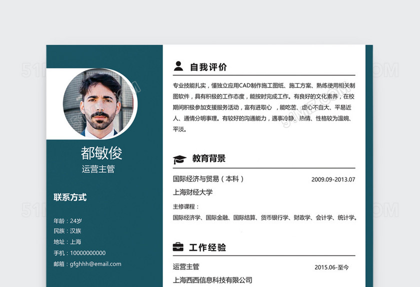 时尚创意运营主管个人简历模板 时尚创意运营主管个人简历模板