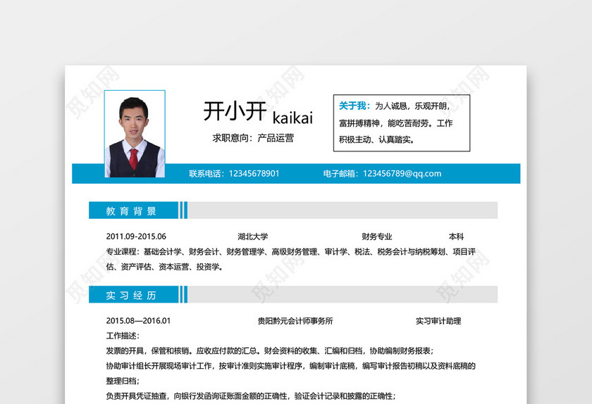 产品运营个人简历Word模板 产品运营个人简历Word模板