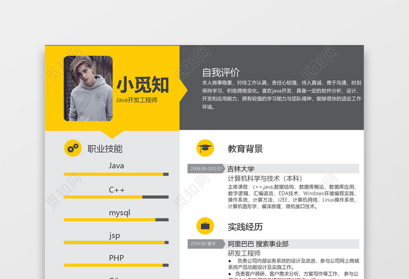 java工程师黄色简历 java工程师黄色简历