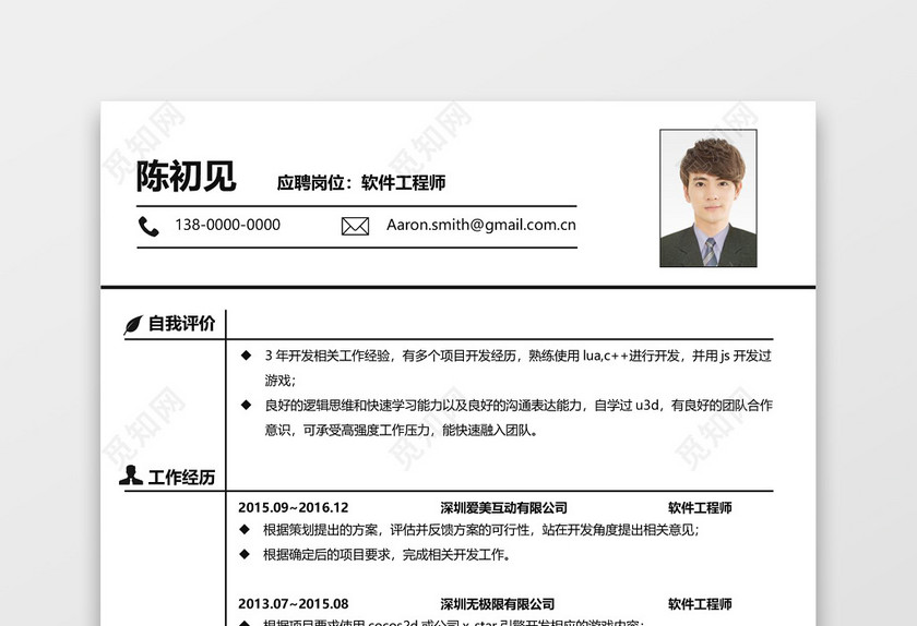 软件开发程序员Java技术类简历 软件开发程序员Java技术类简历