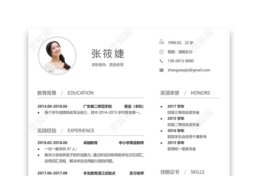 教师水墨简约简历 教师水墨简约简历
