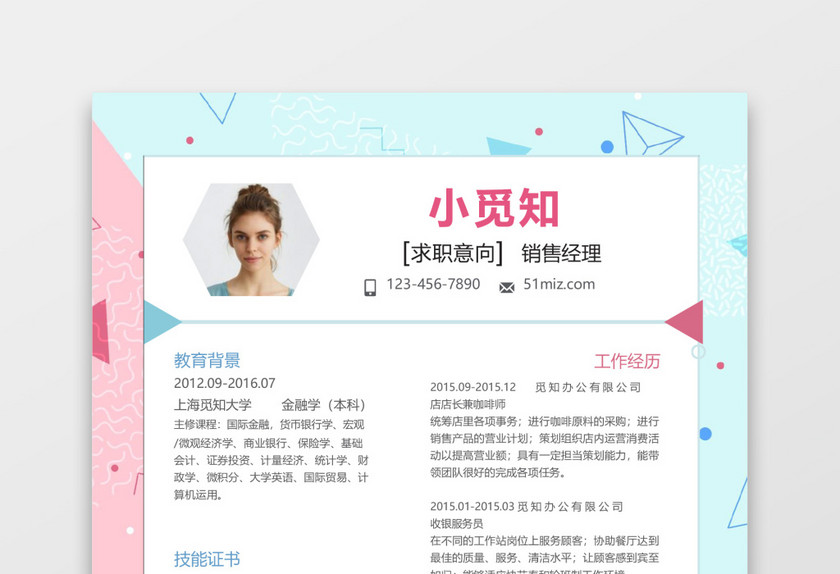 时尚风格销售经理求职简历word简历模板 时尚风格销售经理求职简历word简历模板
