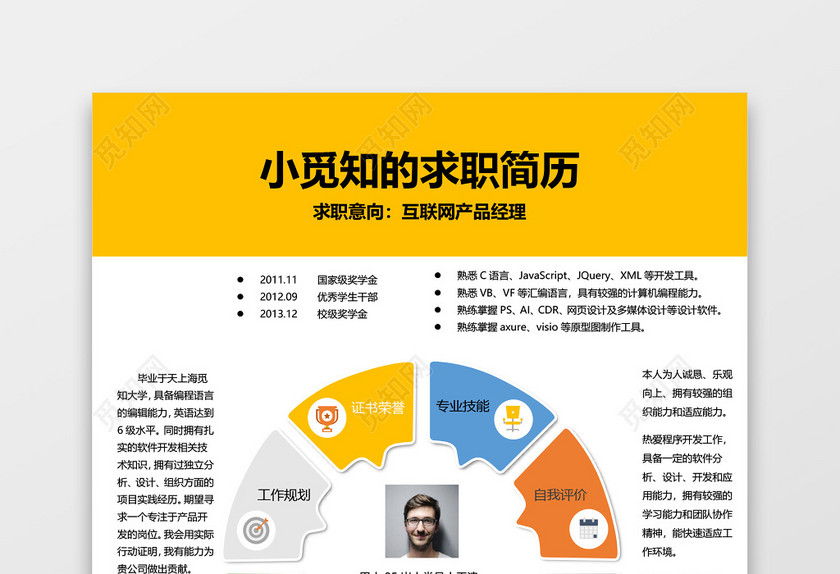 创意个性互联网产品经理求职简历word简历模板 创意个性互联网产品经理求职简历word简历模板