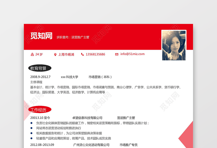 北京体育大学生运营推广求职简历 北京体育大学生运营推广求职简历