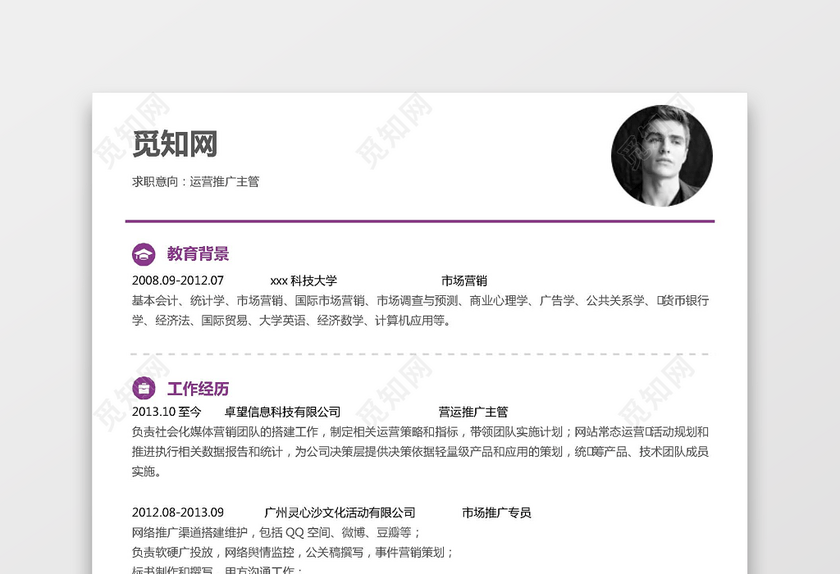 清华大学生运营简历模板 清华大学生运营简历模板