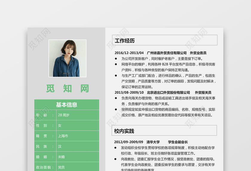 外贸报关个人求职简历48 外贸报关个人求职简历48
