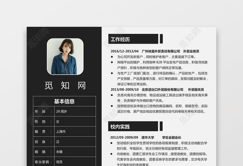 外贸报关个人求职简历133 外贸报关个人求职简历133