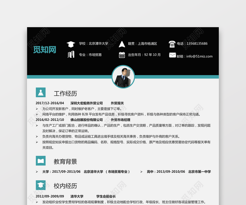 外贸个人求职简历15 外贸个人求职简历15