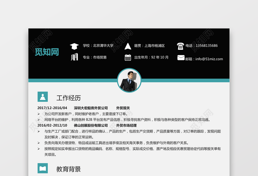 外贸个人求职简历15 外贸个人求职简历15