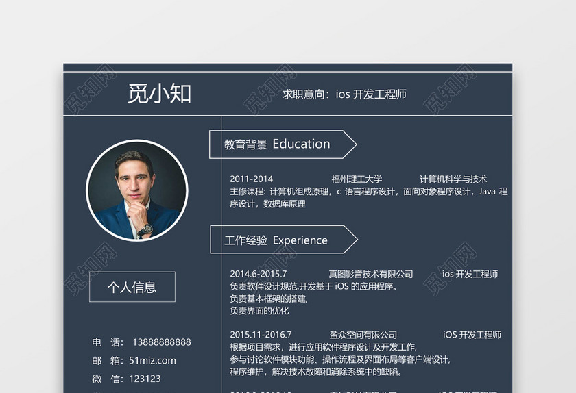 软件开发IOS开发程序员简历 软件开发IOS开发程序员简历