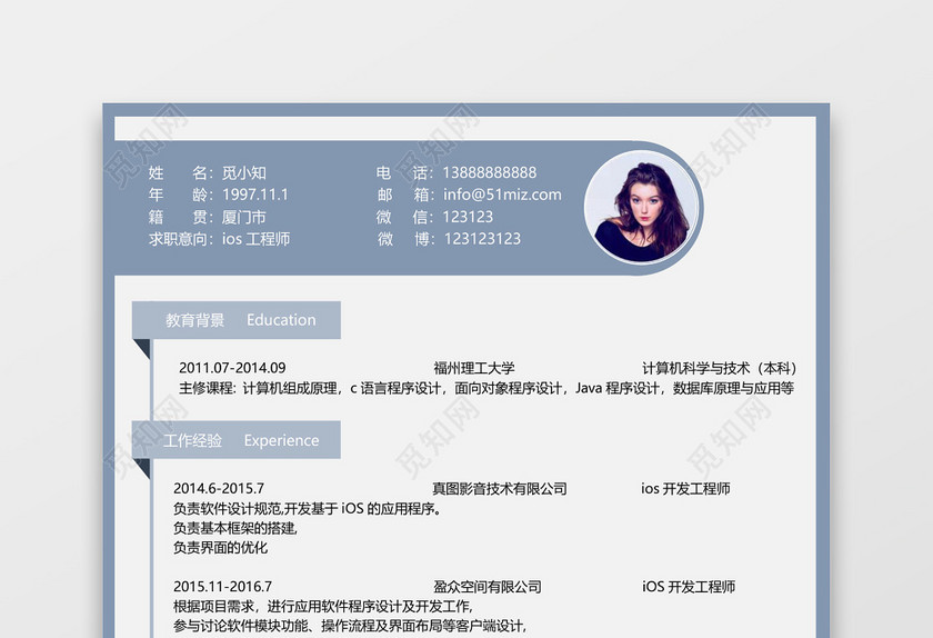 软件开发IOS开发程序员简历 软件开发IOS开发程序员简历
