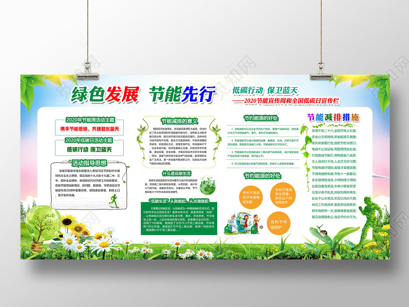 绿色发展节能先行2020年全国低碳日节能宣传周宣传栏展板 绿色发展节能先行2020年全国低碳日节能宣传周宣传栏展板