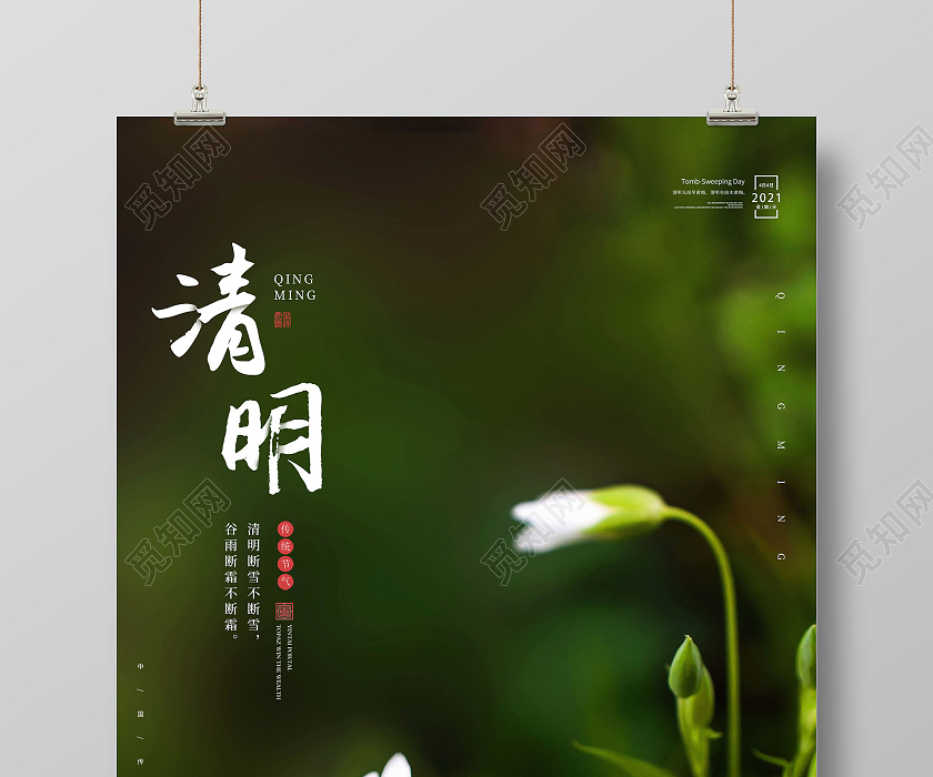 简约清明节清明节气海报