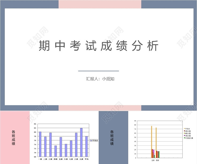 粉蓝色简约风期中考试成绩分析PPT模板成绩分析ppt 粉蓝色简约风期中考试成绩分析PPT模板成绩分析ppt