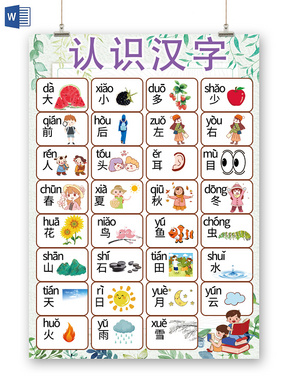 卡通认识汉字大小多少前后左右花鸟鱼虫春夏秋冬小报识字 二哈办公
